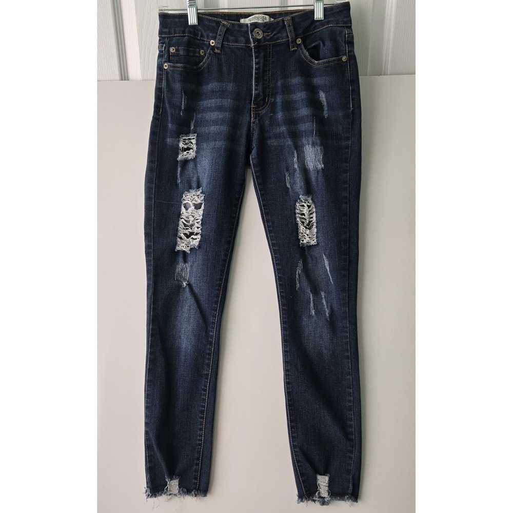 Muselooks Madison‎ Distressed Dark Wash Denim Jeans Juniors Size 5